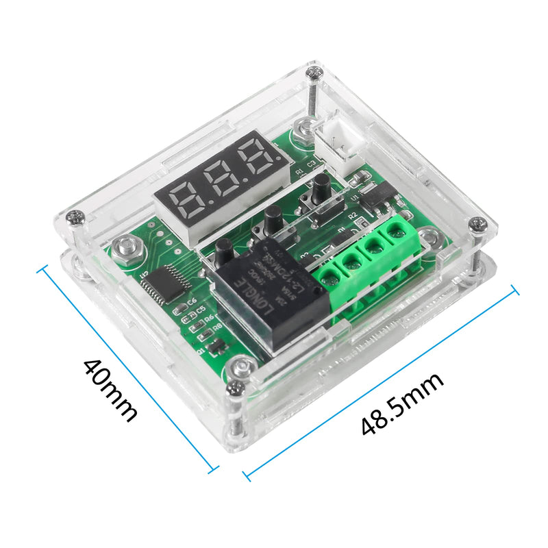 6pcs W1209 12V DC Digital Temperature Controller Board with Case Micro Digital Thermostat -50-110°C Electronic Temperature Temp Control Module Switch with 10A One-Channel Relay and Waterproof Blue 12V BLUE
