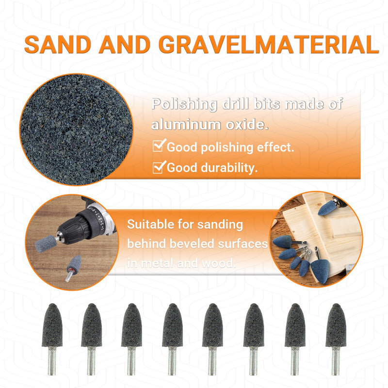 16 mm Cone Shape Grinding Stone，1/4" Shank Aluminum Oxide Mounted Grinding Stones, Aluminum Oxide Grinding Point for for Grinding, Polishing，Deburring Ferrous Metals(8 Pcs) 16mm Z