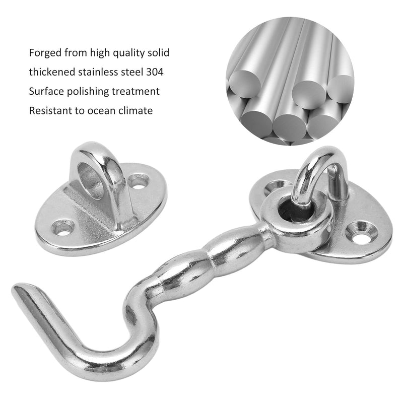 77.5mm/3.05 in Stainless Steel Boat Door Latch Hook with Eye Latch Heavy Duty Hook Eye Latch Solid Thickened Design for Boat Ship Yacht,for Door Window Cabinet