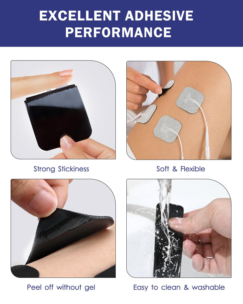 TENS Unit Replacement Pads, Nursal Reusable Self-Adhesive Electrodes Pads 20 Packs 2x2” 2x4”, Latex Free Pigtail TENS Pads, Compatible with TENS 7000, AUVON TENS, Etekcity, Nicwell Care Tens