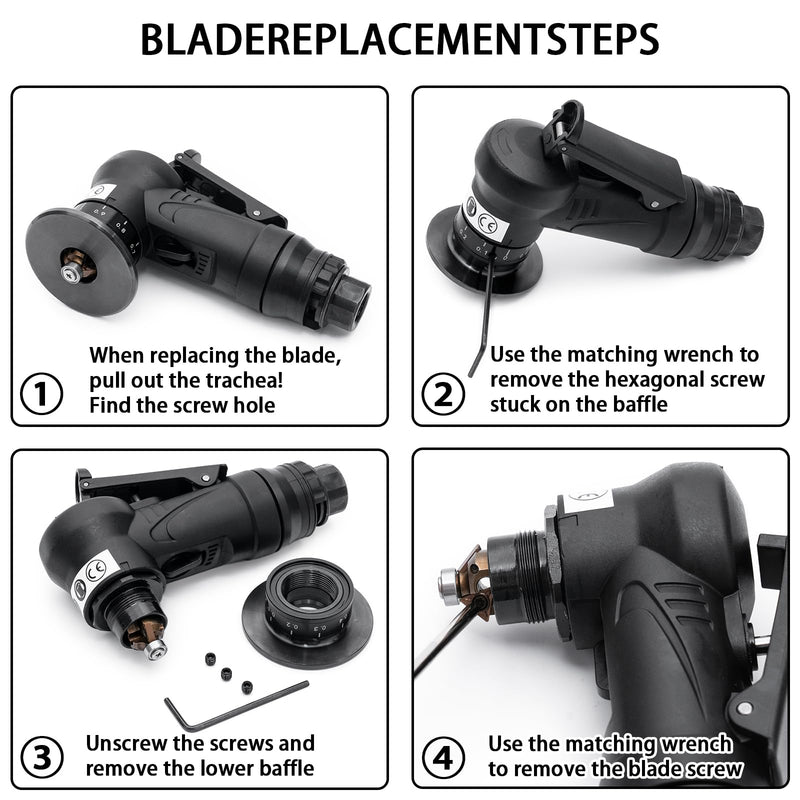 Handheld Pneumatic Chamfering Tool, 45 Degrees Arc Corner, 1/4 Inch Air Inlet, Mini Air-Powered Chamfer Machine For Metal Wood Beveling and Deburring(C&R Angle Blades) Black