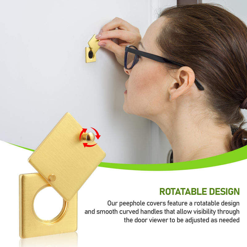 Peephole Security Cap Set, Home Door Viewer Cover with Self-Adhesive Install Kit for Enhanced Privacy (Brushed Gold) Brushed Gold