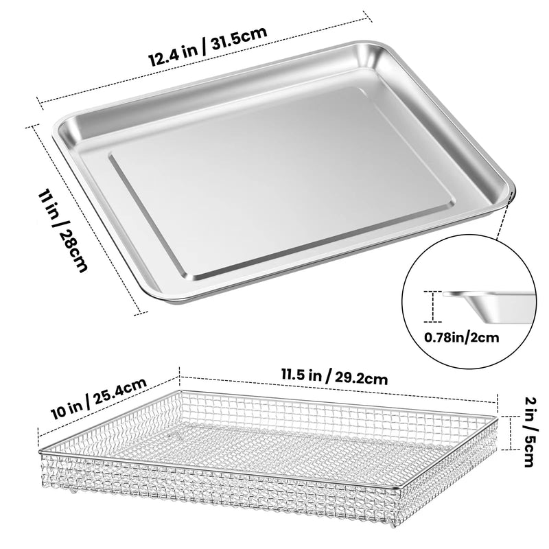 Stainless Steel Baking Tray Pan and Air Fryer Basket Compatible with Cuisinart Airfryer TOA-060 and TOA-065，for Convection Toaster Oven (with Cuisinart Airfryer TOA-060 and TOA-065)