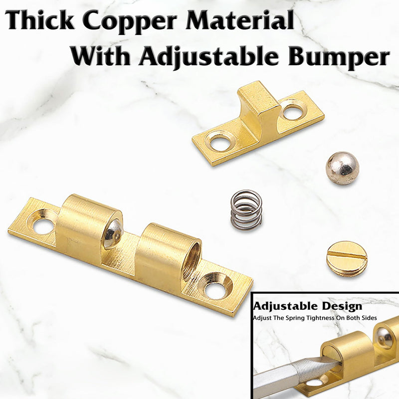 Alise Double Ball Tension Roller Catch Latch for Cabinet,Closet & Furniture Doors,40mm Solid Brass Adjustable Door Catches Hardware,CA100-4P,Pack of 4 40mmX24mm Gold