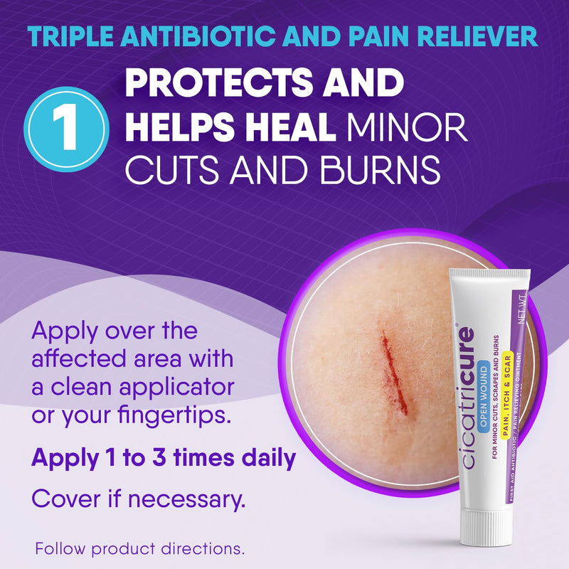 Cicatricure Skin Recovery Kit: Advanced Scar Gel & Open Wound Care Antibiotic Ointment, Reduces Stretch Marks, Surgical & Acne Scars, Treats Cuts & Burns, 1 oz Each - for Adults & Kids