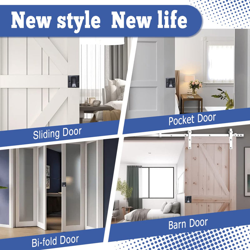 HOMOTEK Passage Sliding Door Pull Black Without Switch Plate- Replace Old Or Damaged Pocket Door Pull Quickly and Easily, 2-3/4”x2-1/2”, for 1-3/8” Thickness Door 1 Pack No Lock-Black