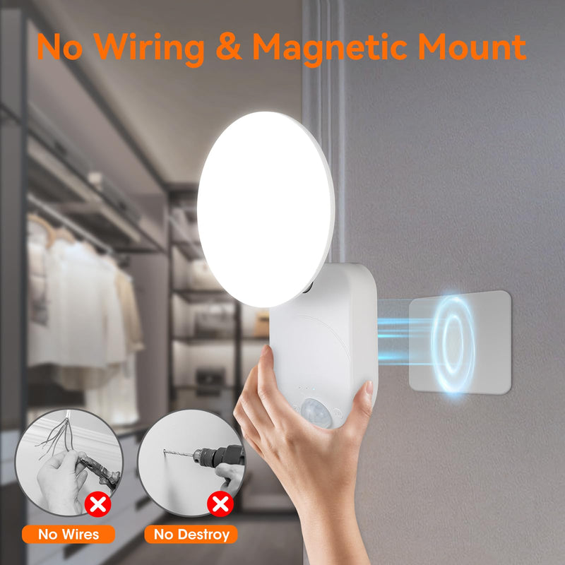 Rechargeable Motion Sensor Wall Light with Remote - Magnetic Wireless Closet Lights with Adjustable Lighting & Angle, Battery Operated Motion Sensor Light for Closet Pantry Garage Shed Stairs Hallway 3 Colour Temperatures