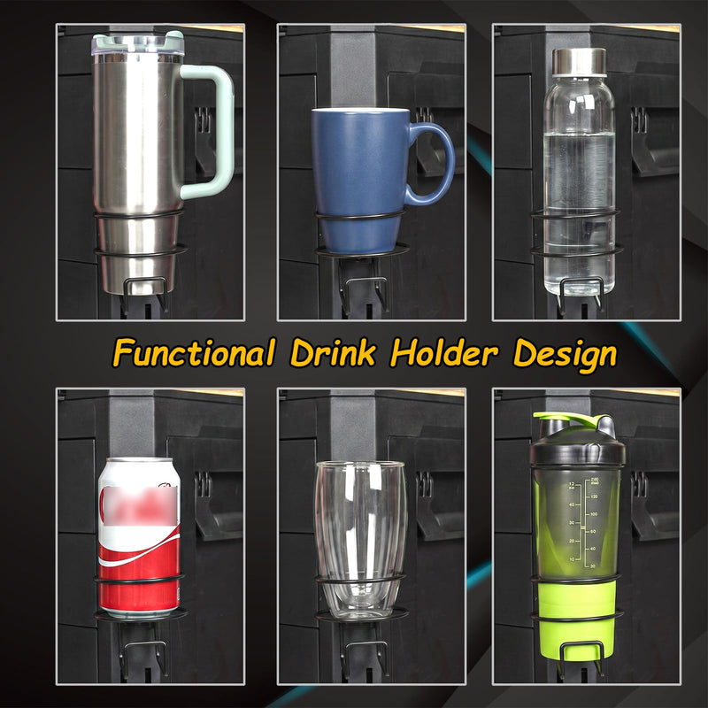 Cup Holder Compatible with ToughBuilt StackTech Toolbox Rail, No-Drill Clip-On Drink Holder, Secure Beverage Mount for Water Bottles, Coffee Cups & Cans, Heavy-Duty Jobsite Accessory
