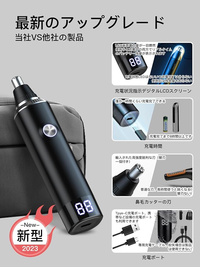 Nose Hair Cutter, Men's, 2024 Innovation, USB Rechargeable, LCD Screen, Multi-functional, Etiquette Cutter, Electric Nose Hair Cutter, Ear Hair Cutter, Male Electric Shaver, Low Noise, Washable, - NewNest Australia