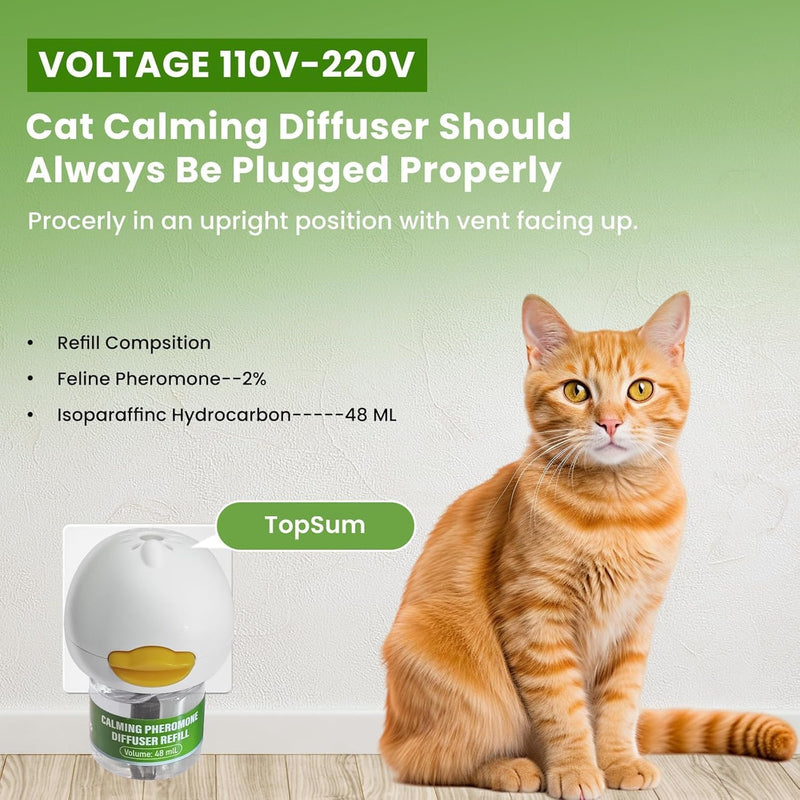Cat Pheromone Diffuser to Calm Cats - Calming Diffuser Kit with 2 Plug-Ins & 6 Refills, Stress & Anxiety Relief to Help Reduce Fighting, Drug-Free for Peace at Home