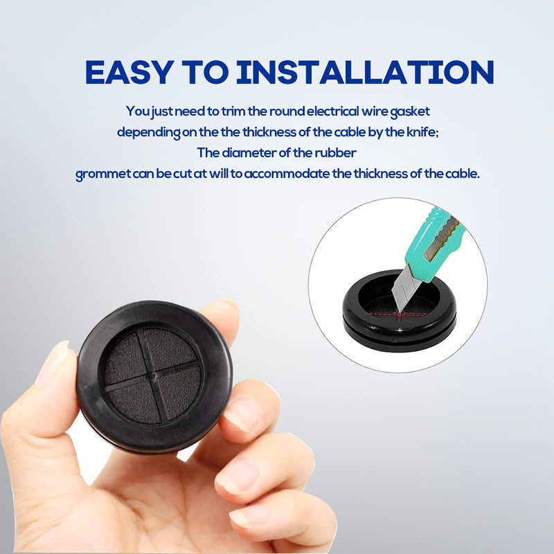 53 PCS 6 Size Rubber Grommets for Wiring, Double Sided Round Rubber Hole Plug, Firewall Grommet Rubber Hole Plugs, Drill Hole Sizes of 5/8" 7/8" 1" 1-1/8" 1-3/16" 1-3/8", Black 53PCS