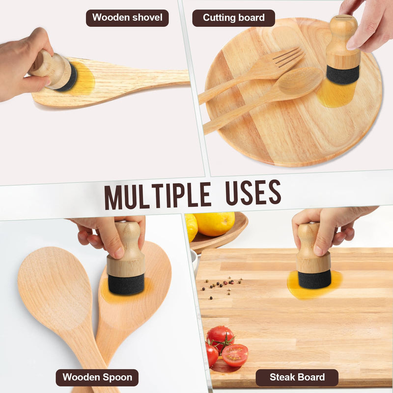 Cutting Board Oil Wax Applicator - 2PCS Bamboo Wood Applicator for Food Grade Mineral Oil Boards, Wooden Butcher Blocks,Spatulas,Spoons,Utensils