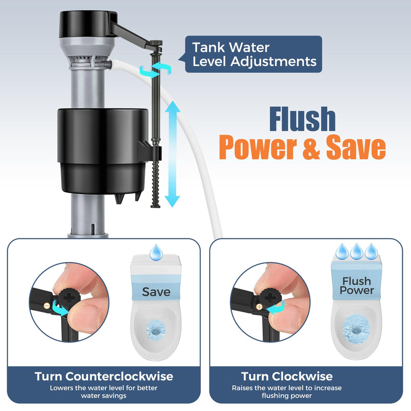 Universal Toilet Flusher Replacement Kit, Water-Saving & Height Adjustable Fill Valve, 2-Inch Flapper, Quiet & Anti-Siphon Toilet Repair Kit Inside Tank, Easy to Install (Red, 2-Pack) Red