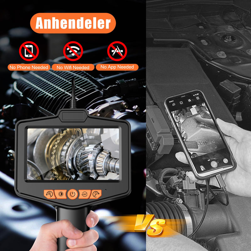 Endoscope Camera with Light, 4.3" IPS Screen Borescope Camera, IP67 Waterproof, Snake Camera for Automotive, Pipe, Wall (6.6FT Single Lens) 6.6FT
