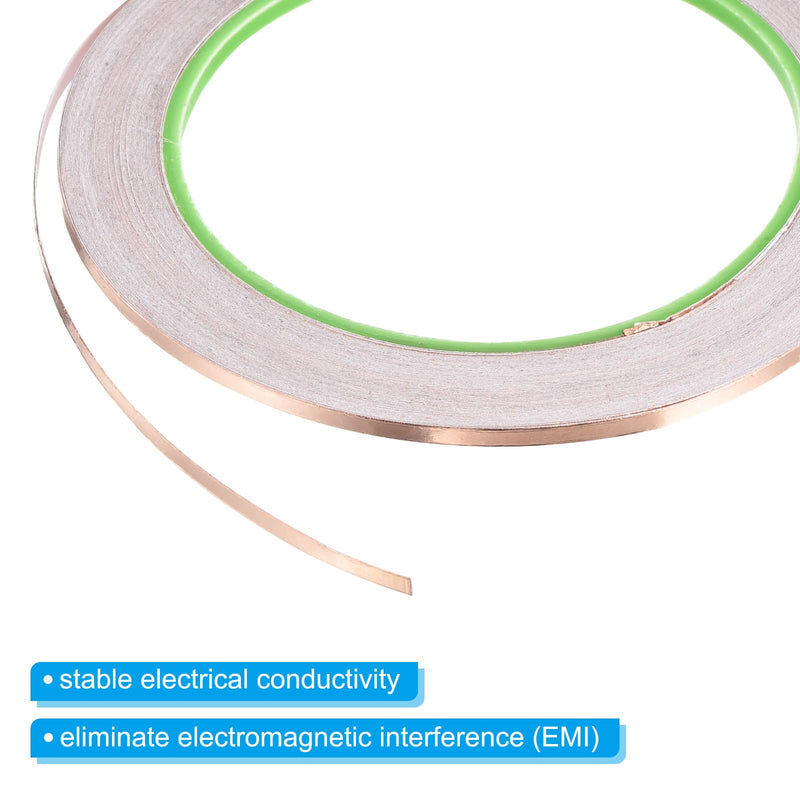 PATIKIL Copper Foil Tape 0.12 inch x 33 Feet 0.05mm Thick Double Sided Conductive Adhesive EMI Shielding for Electronics, Circuits, Grounding