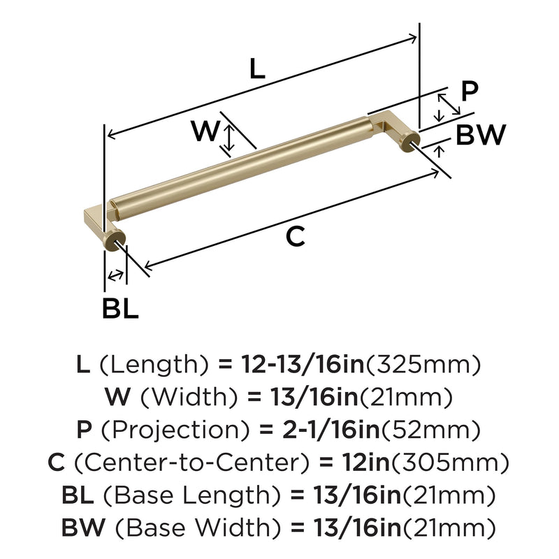 Amerock 12" Balon Golden Champagne Appliance Pull 12 Inch (305 mm) Center-to-Center