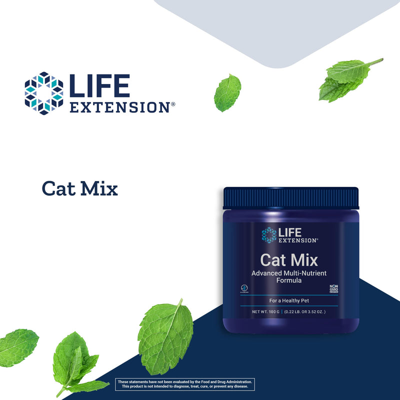 Life Extension Cat Mix – For Heart, Kidney & Pancreatic Function + Gut Health –with Vitamins & Essential Nutrients - Formula For Kitty - Gluten-Free, Non-GMO – Net Wt.100 Grams (85 Servings) - PawsPlanet Australia