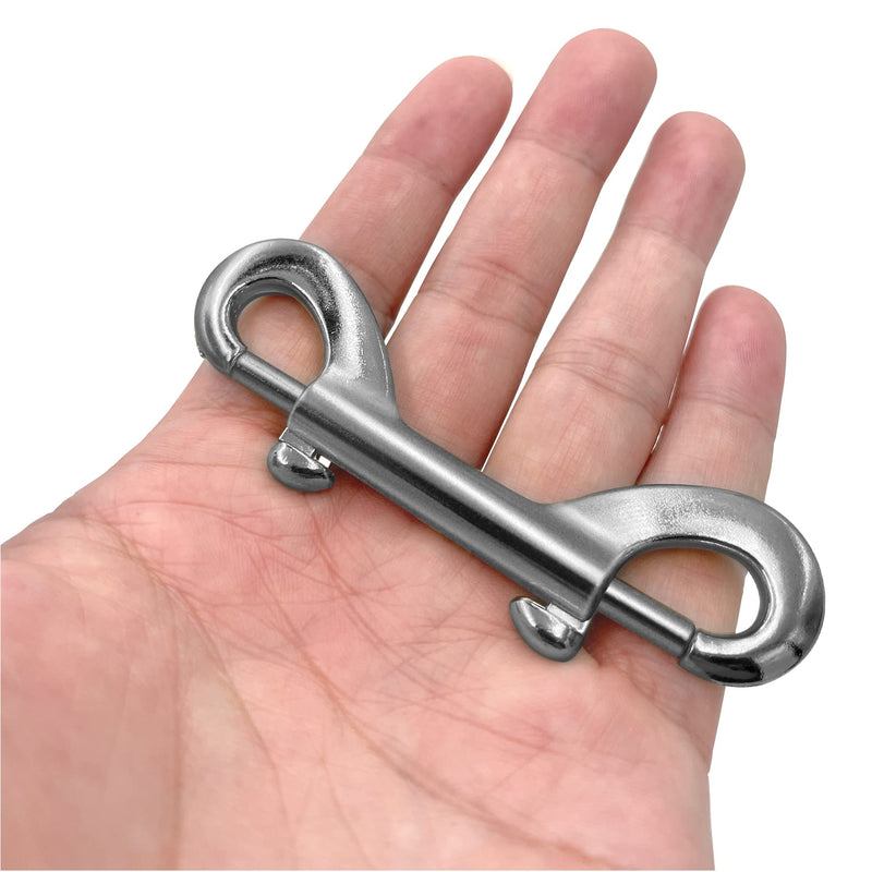 Bolt Snaps Double Ended Hook Heavy Duty 20 Sets of 3.5 inches Zinc Alloy Trigger Chain Metal Clip Spring Hook Key Chain Pet Leash, Fasteners for Home Hammock for Garage Feed Bucket Horse silvery-20
