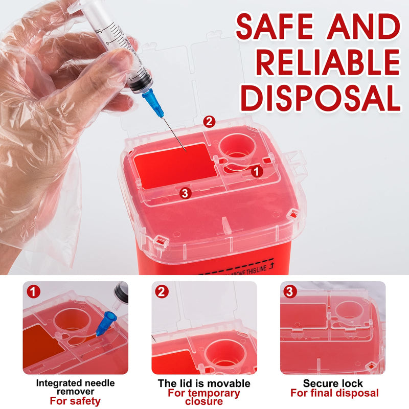 3Quart (3 Pack) Sharps Container for Home Use, Needle Disposal Containers, Biohazard Containers, Syringe Disposal, Small Portable Container for Travel, Professional Sharp Waste Disposal