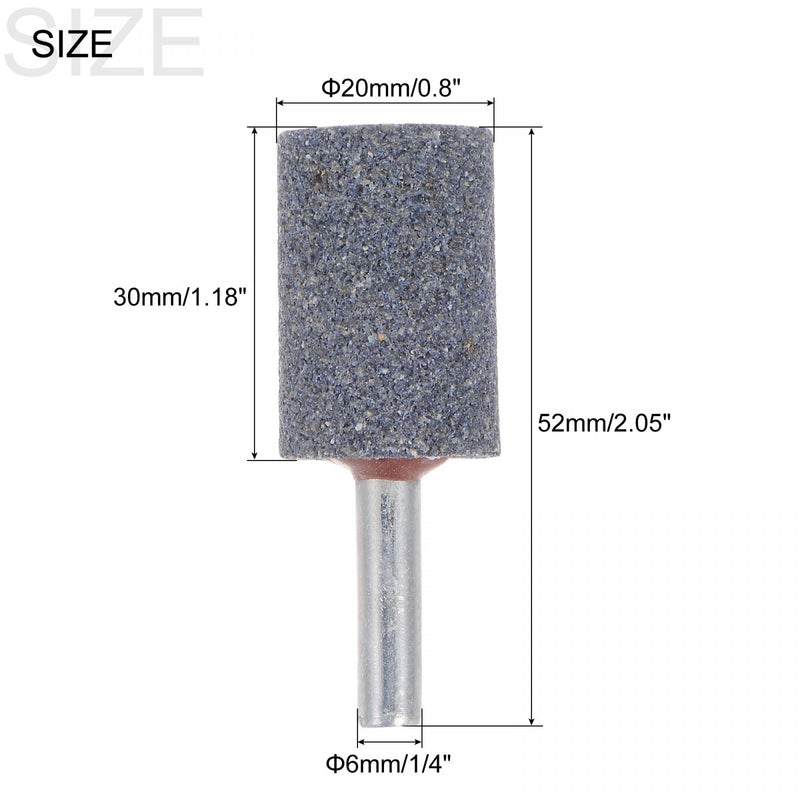 uxcell 10 Pcs Abrasive Mounted Stone 1/4" Shank 0.8" Dia Cylindrical Corundum Grinding and Polishing Head for Engraving Rotary Tool 20mm