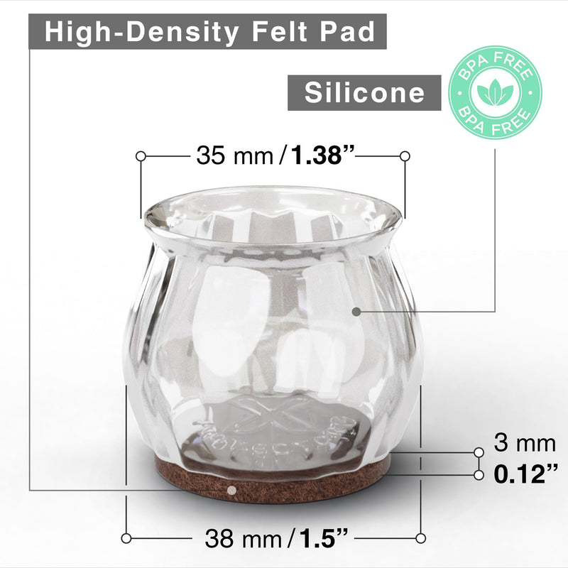 32 PCS Chair Leg Floor Protectors with Felt Pads X-Protector - 1.4" - 1.8" - Furniture Pads for Hardwood Floors - Clear Chair Pads - Floor Protectors for Chairs - Brown Chair Leg Covers! 1.4" - 1.8" 32 Brown, Cups