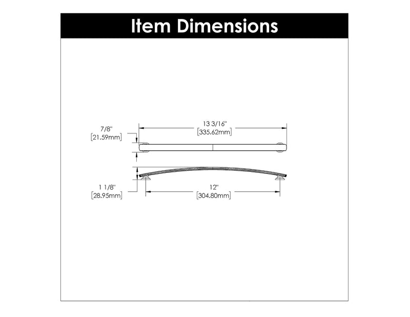 Hickory Hardware 1 Pack Solid Core Kitchen Cabinet Pulls, Luxury Cabinet Handles, Hardware for Doors & Dresser Drawers, 12 Inch Hole Center, Satin Nickel, American Diner Collection