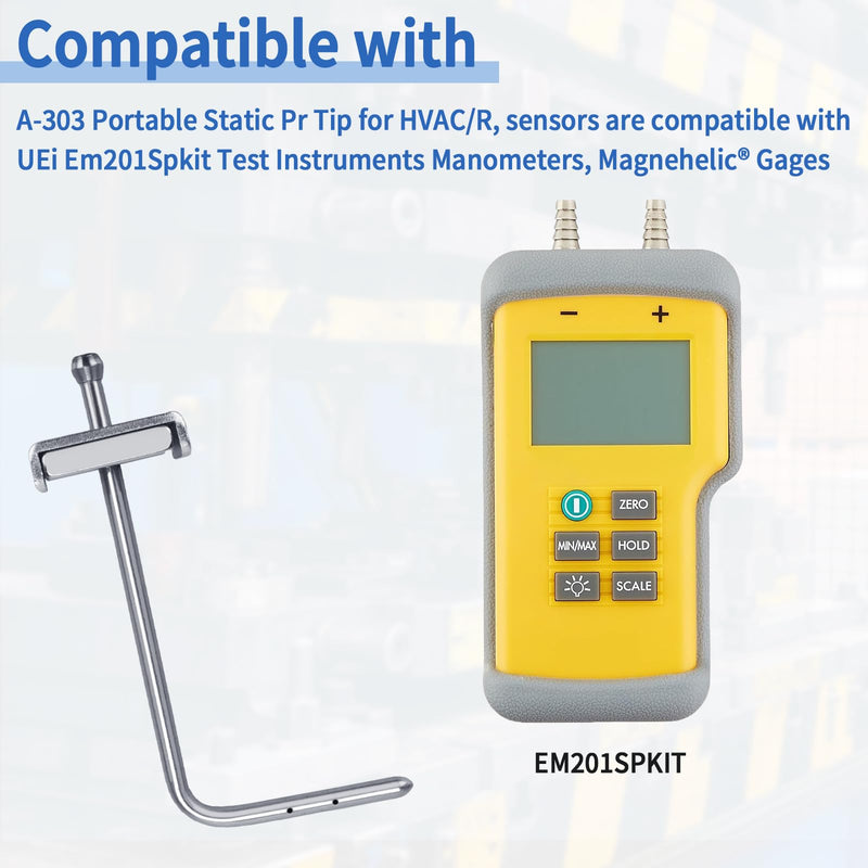 A-303 Static Pressure Probe fit for HVAC,Manometers, Magnehelic Gages, Pressure Switches, Portable Static Pr Tip for 3/16" Plastic or Rubber Tubing, Pitot Static Tube with Magnetic Flange
