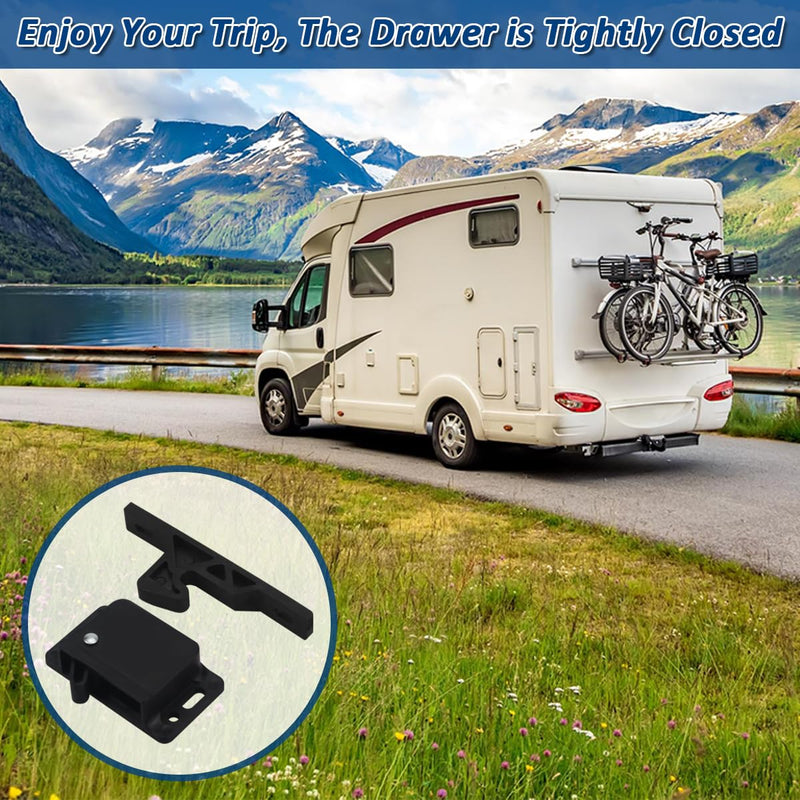 RV Drawer Latches for Camper RV Home Travel Trailer, RV Cabinet Latches Door Replacement Universal Push-to-Close Grabber Catch 10 LBS Pull Force Office Cabinet Drawer with Mounting Screws 4 Pack