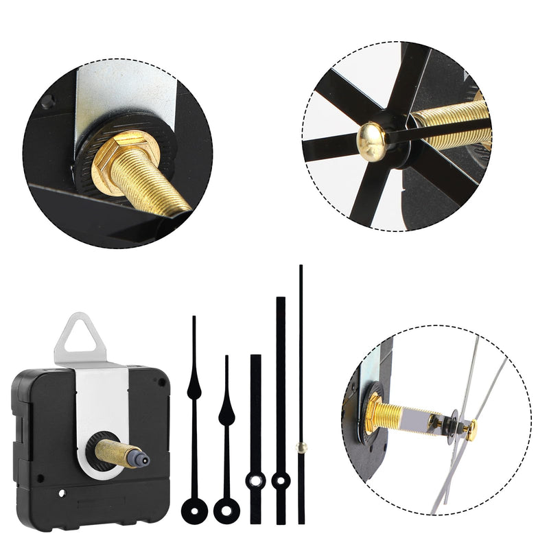Clock Mechanism Replacement Kit Battery Operated, Wall Clock Repair Kit, 1-1/5" Quartz Long Axis Quartz Clock Motor Kit Clock Movement Mechanism Kit with 2 Pack Long Spade Hands