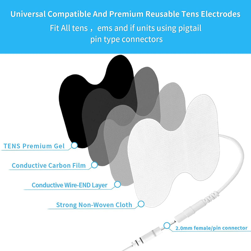 TENS Unit Replacement Pads - Pack of 10 Extra Large Butterfly Shaped Electrode Squares… 10 PCS