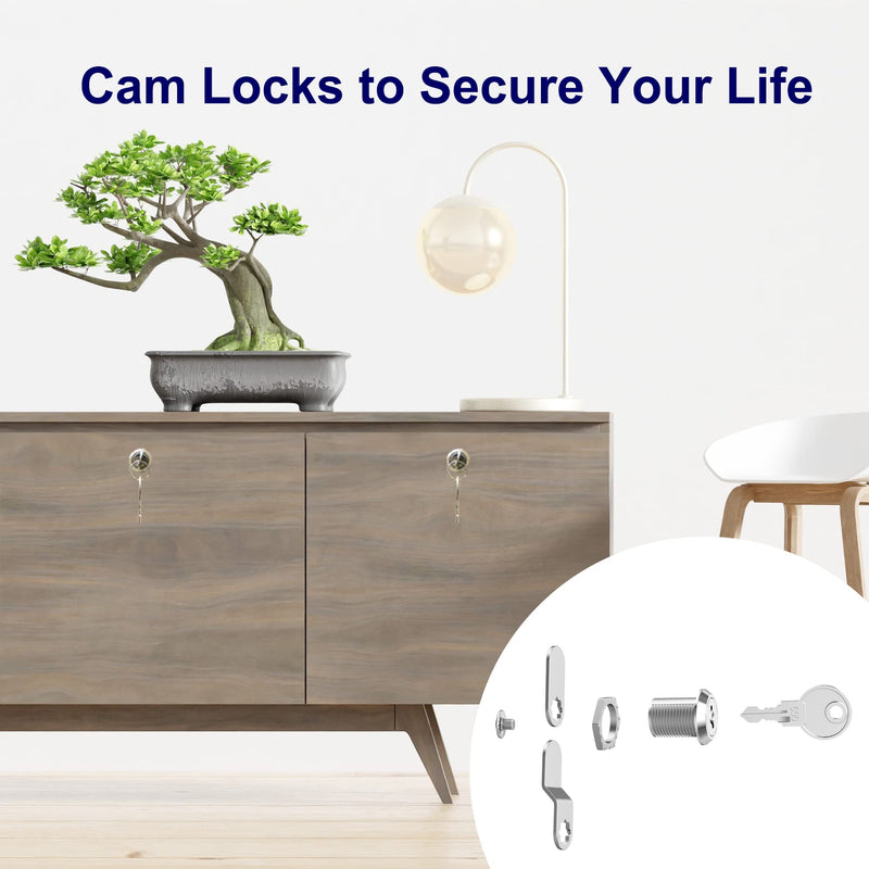 Jayseon 6 Pack Cabinet Locks with Key, RV Cam Locks 5/8" Keyed Alike, Mailbox Lock Replacement for Drawer Toolbox RV Compartment Storage Door, Zinc Alloy 6 Pack 5/8 Inch