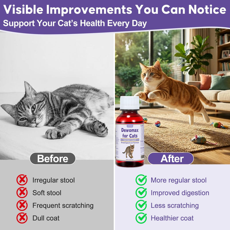 AETHER lvermect for Cat, Digestive & Gut Health Liquid, Broad Spectrum Formula for Cats & Kittens, Internal Balance Daily Wellness Support, Easy to Feed Liquid Supplement