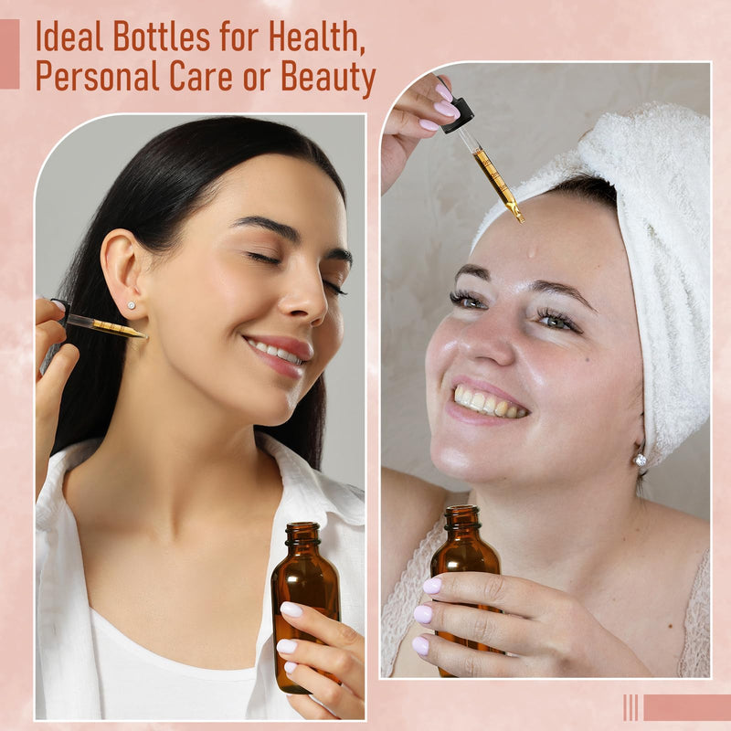 4 oz Dark Amber Glass Dropper Bottles with Measured Dropper, 4 Pack- 120ml Thick Tincture Bottles with Measurement Eye Dropper, Leakproof Essential Oils Bottles for Health, Personal Care & Beauty