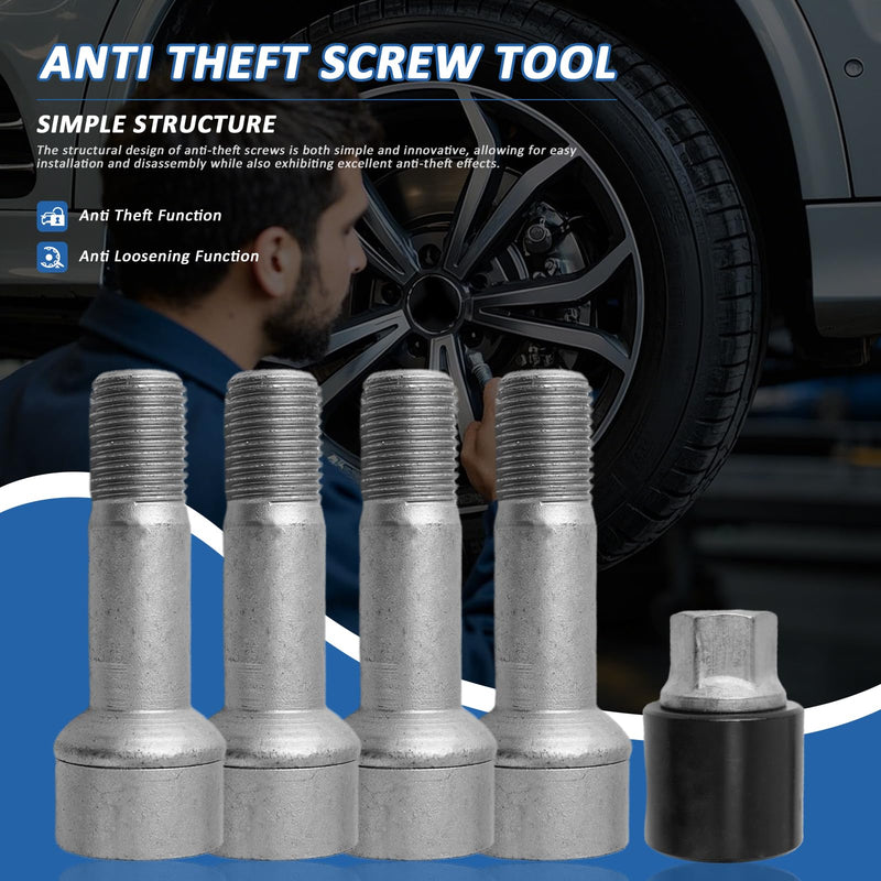 MUNIK 5-Piece Wheel Lock Bolt Set with Key Adapter for Mercedes-Benz AMG C300 E300 E350 S400 S450 GLC300 S500 CLS450 ML300 ML320 ML350 ML400 C43 C63 GLC43 S63 S65 Peat# 0019901707