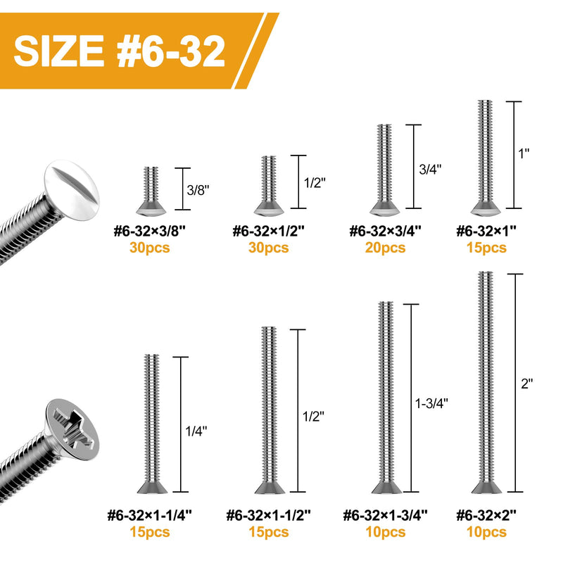 VIGRUE 145PCS Extra Long Outlet Screws Long Electrical Outlet Screws Wall Plate Screws White Machine Screws Device Mounting Screws Outlet Plate Screw Faceplate Screw