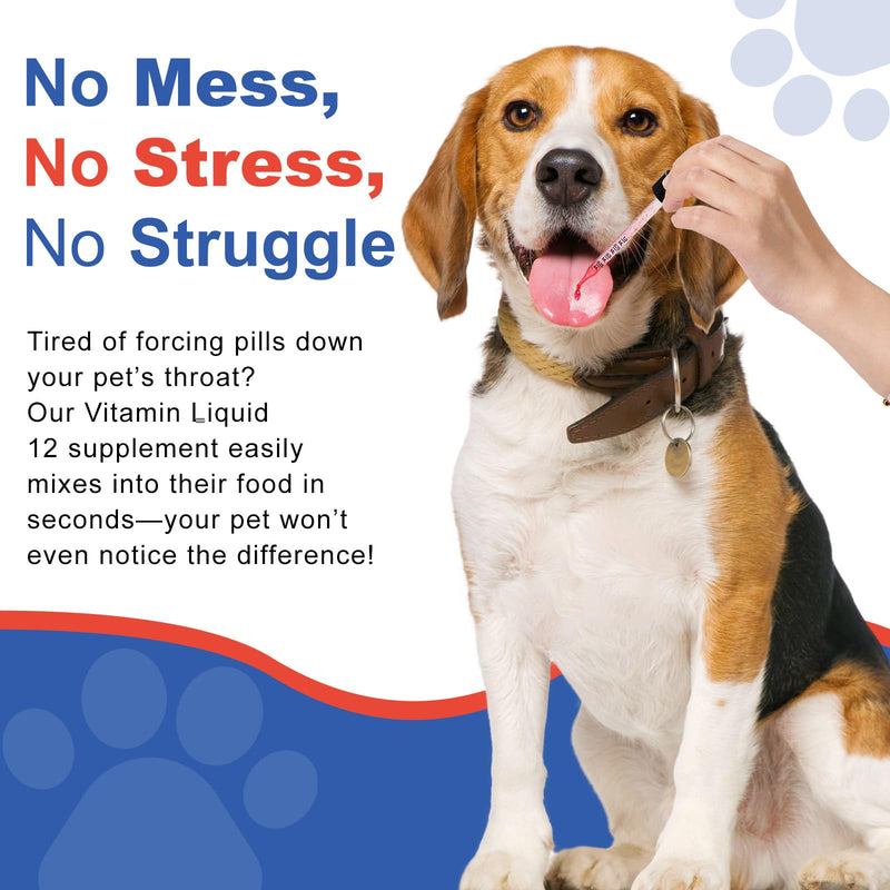 Appetite Stimulant for Dogs - Vitamin B12 (Methylcobalamin) Liquid Supplement - Boosts Appetite, Energy, and Mood - 60 ml