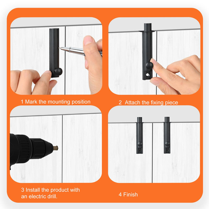 Solid Brass Surface Bolt 3 Inch, Heavy Duty Concealed Slide Surface Door Bolt, Black Black-1 Pack