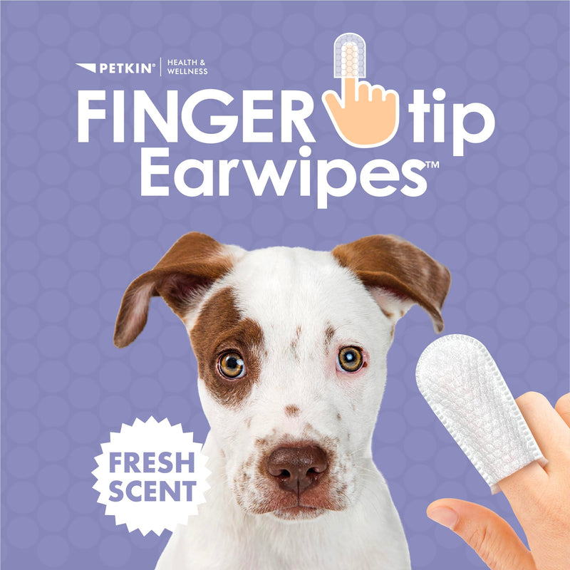 Petkin Fingertip Ear Wipes for Dogs and Cats, 50 Finger Wipes - Slip-On, Snug Fit, Micro-Bristle Fabric - Cleans Ears, Dirt, Odor and Wax - Convenient, Ideal for Home and Travel - Fresh Scent 50ct - PawsPlanet Australia