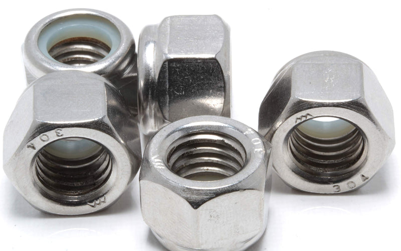 Bolt Dropper 1/2"-13 Nylon Insert Lock Nut (25 Pieces) Stainless Steel Finish Hex Lock Nuts, 304 (18-8) Plain Finish Corrosion Resistant Commercial Grade