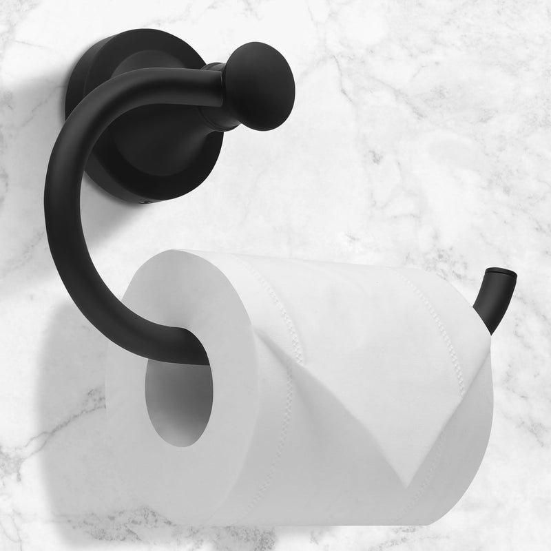 Black Toilet Paper Holder, Bathroom Toilet Tissue Roll Holder Hanger, Matte Black Towel Paper Holder for Bathroom, Wall Mount Bathroom Hardware Accessories