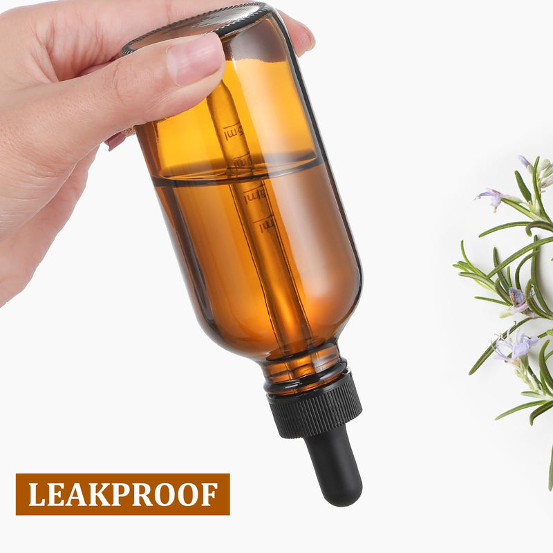 4 oz Dark Amber Glass Dropper Bottles with Measured Dropper, 4 Pack- 120ml Thick Tincture Bottles with Measurement Eye Dropper, Leakproof Essential Oils Bottles for Health, Personal Care & Beauty