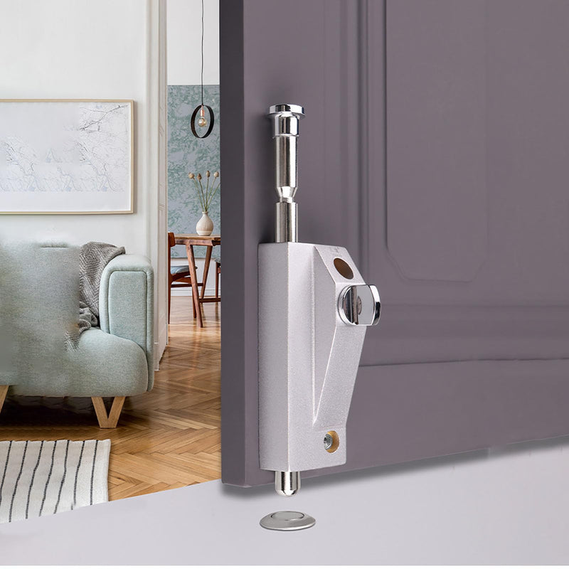 Sliding Patio Door Lock，Sliding Patio Door keyless with Door Latch，for Window Glass Patio Doors Auxiliary Security Lock(Silver)