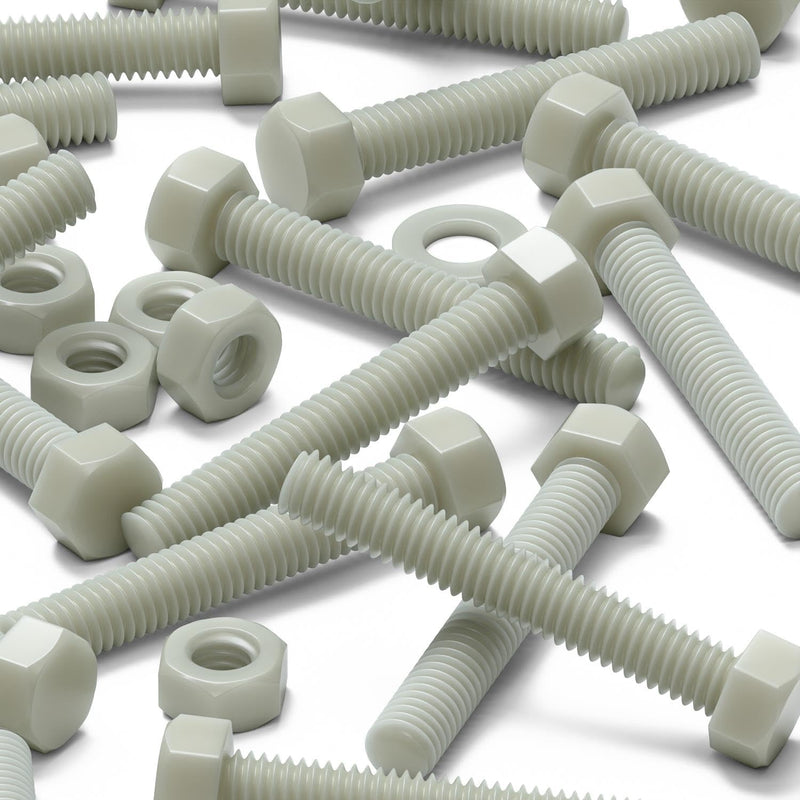50 x Glass Filled Reinforced Nylon Hex Head M6 x 40 mm, Plastic Nuts, Bolts & Washers (15/64 x 1 37/64 in)