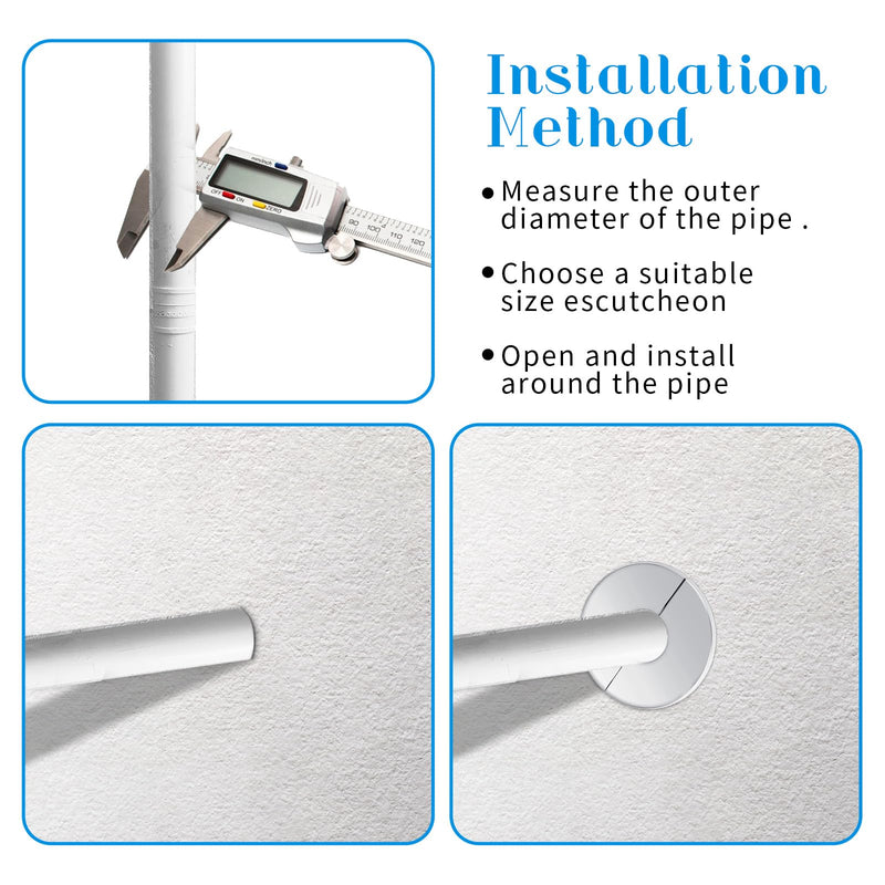3 Pcs Escutcheon Plate Plumbing Cover Plates Wall Split Flange Stainless Steel Round Pipe Flange Faucet Flange Toilet Flange Escutcheon Ring Flange for 1 Inch Diameter Pipe