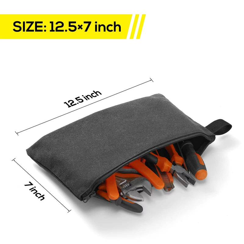 8 Pack Canvas Tool Pouch with Zipper,Upgrade 16 oz Heavy Duty Small Tool Bag,Multipurpose Organizer Utility Tool Bag,for Tools,Office Supplies,Cosmetics,Stationary Black, Grey, Dark Blue, Green,Light Blue, Red, Orange, Brown