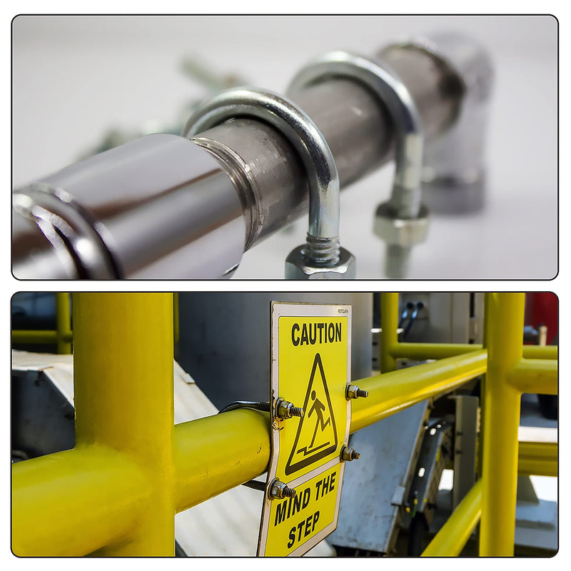 uxcell Round U-Bolts 2 Sets 3.5"(89mm) Inner Width 110mm Length Steel M6 with Nut, Plate, Washer M6x95mmx110mm