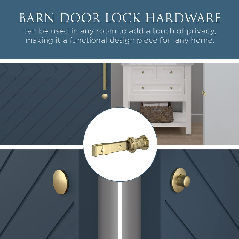 National Hardware N700-152 Barn Door Lock, Brushed Gold, 5" x 1-1/4" x 3/4" 1 Count (Pack of 1)