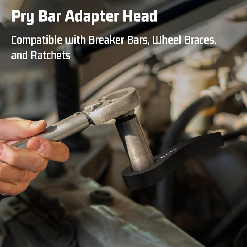 Pry Bar Wrench Adaptor Head for 1/2" Drives Crowbar Adapter Head Tool, Half Shaft Removal Car Repairing Tools (Black) Black