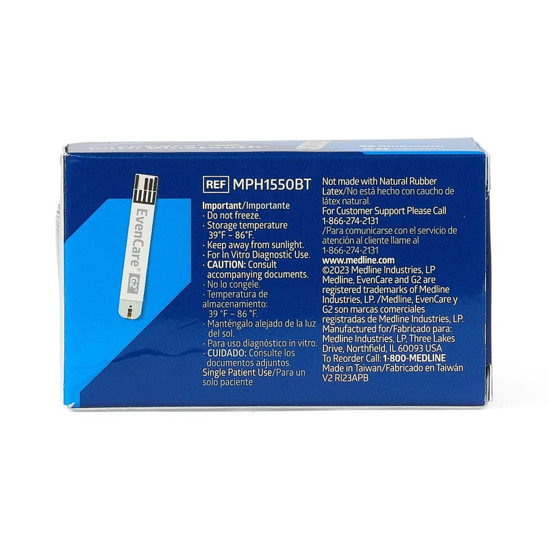 Medline EvenCare G2 with Bluetooth Test Strips, Box of 50