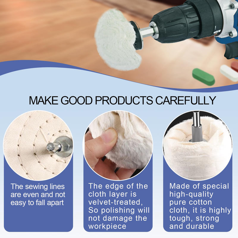 Neeki 6 Drill Polishing Wheels and 3 Polishing Compounds, Multi-Specification Polishing Wheel Kit, Suitable for Metal, Stainless Steel, Jewelry, Wood, Ceramic, Glass and Other Wheel Polishing Tools. 9